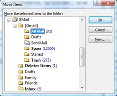Archive Gmail IMAP message in Outlook