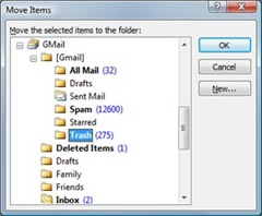 Deleting Gmail IMAP message with Outlook
