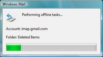 Windows Mail Performing offline tasks...